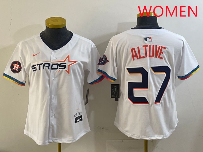 Women Houston Astros #27 Altuve White Fourth generation Joint Name 2025 Nike MLB Jersey style 5->women mlb jersey->Women Jersey